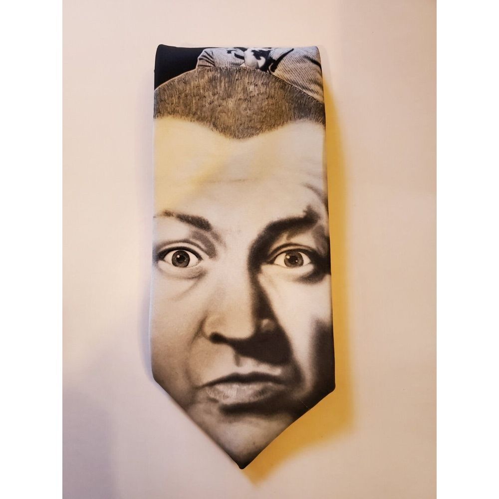 Vintage‎ 1994 Ralph Marlin Curly Three Stooges Necktie Tie Black White